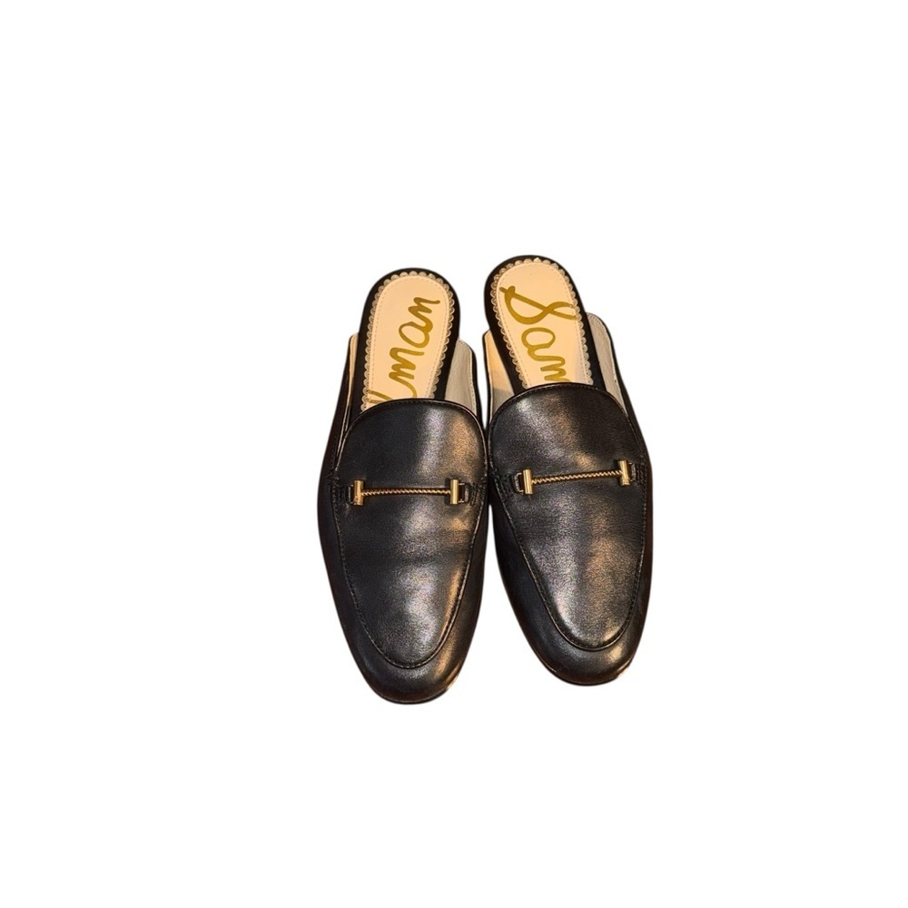 Sam Edelman Black Leather Horsebit Mule Loafers Gold Hardware Slip On Shoes Sz 5 - Picture 5 of 9